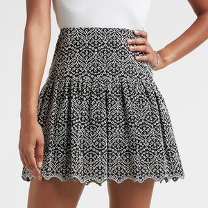 Express black and white eyelet skirt